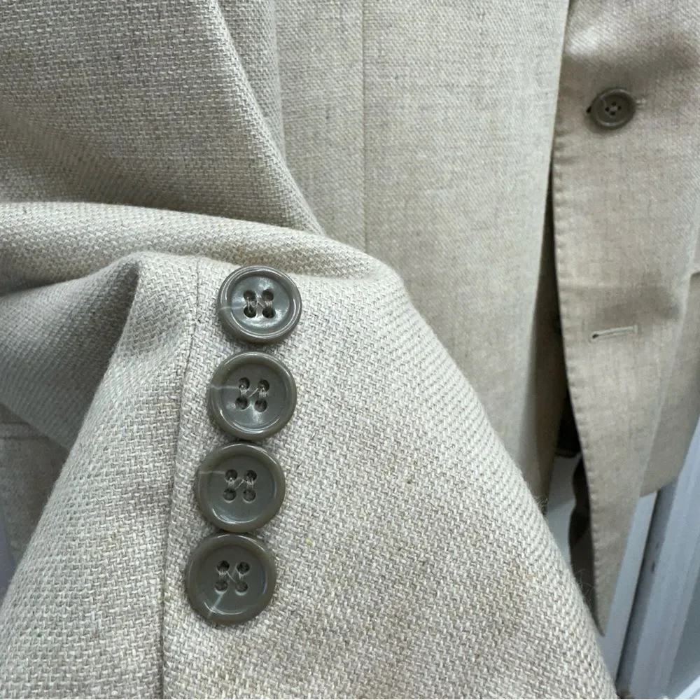 Baroni wool silk blend cream tan suit coat blazer jacket men's 52R Piattelli‎